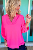 Bright Pink Crinkled Top-Sandi's Styles