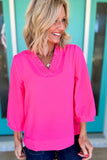 Bright Pink Crinkled Top-Sandi's Styles