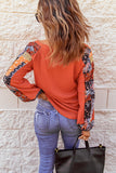 Orange thermal knit top