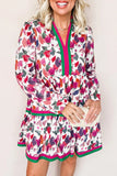 Pink And Green Fall Floral Dress