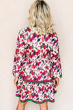 Pink And Green Fall Floral Dress