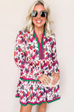 Pink And Green Fall Floral Dress