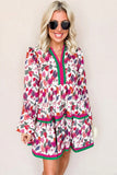 Pink And Green Fall Floral Dress