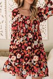 Black and Rust Floral Dress-Sandi's Styles