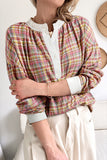 Cream Plaid Top-Sandi's Styles