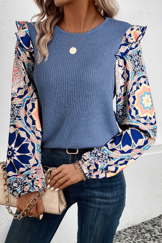 Blue Waffle Knot Top