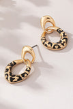 Leopard print enamel drop earrings