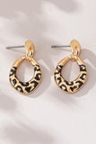 Leopard print enamel drop earrings