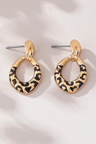 Leopard print enamel drop earrings