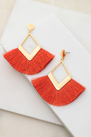 Coral tassel earrings