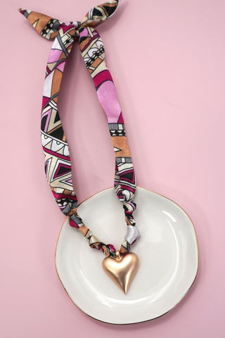Rose Printed Scarf Necklace