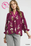 Burgundy Floral Top-Sandi's Styles