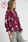 Burgundy Floral Top-Sandi's Styles