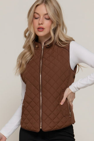 Brown Quilted Vest-Sandi's Styles