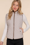 Taupe Quilted Vest-Sandi's Styles