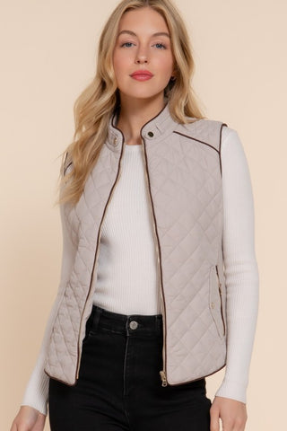 Taupe Quilted Vest-Sandi's Styles