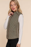 Olive Quilted Vest-Sandi's Styles
