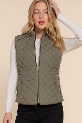 Olive Quilted Vest-Sandi's Styles