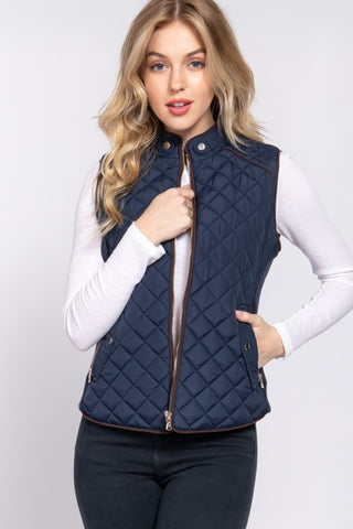 Navy Quilted Vest-Sandi's Styles