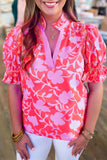 Red and Pink Floral Top-Sandi's Styles
