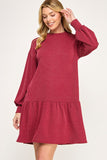 Cranberry Ribbed Dress-Sandi's Styles