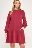 Cranberry Ribbed Dress-Sandi's Styles