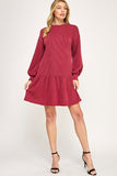 Cranberry Ribbed Dress-Sandi's Styles