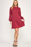Cranberry Ribbed Dress-Sandi's Styles