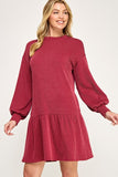 Cranberry Ribbed Dress-Sandi's Styles