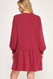 Cranberry Ribbed Dress-Sandi's Styles