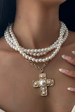 Pearls and Cross Necklace-Sandi's Styles