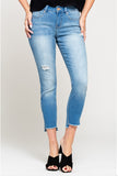 Medium Wash Frayed Bottom Denim Jeans-Sandi's Styles