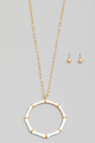 White Octagon Pendant Necklace-Sandi's Styles