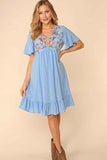 Powder Blue Embroidery Dress-Sandi's Styles