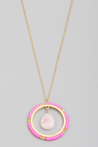 Neon Pink Circle Necklace-Sandi's Styles